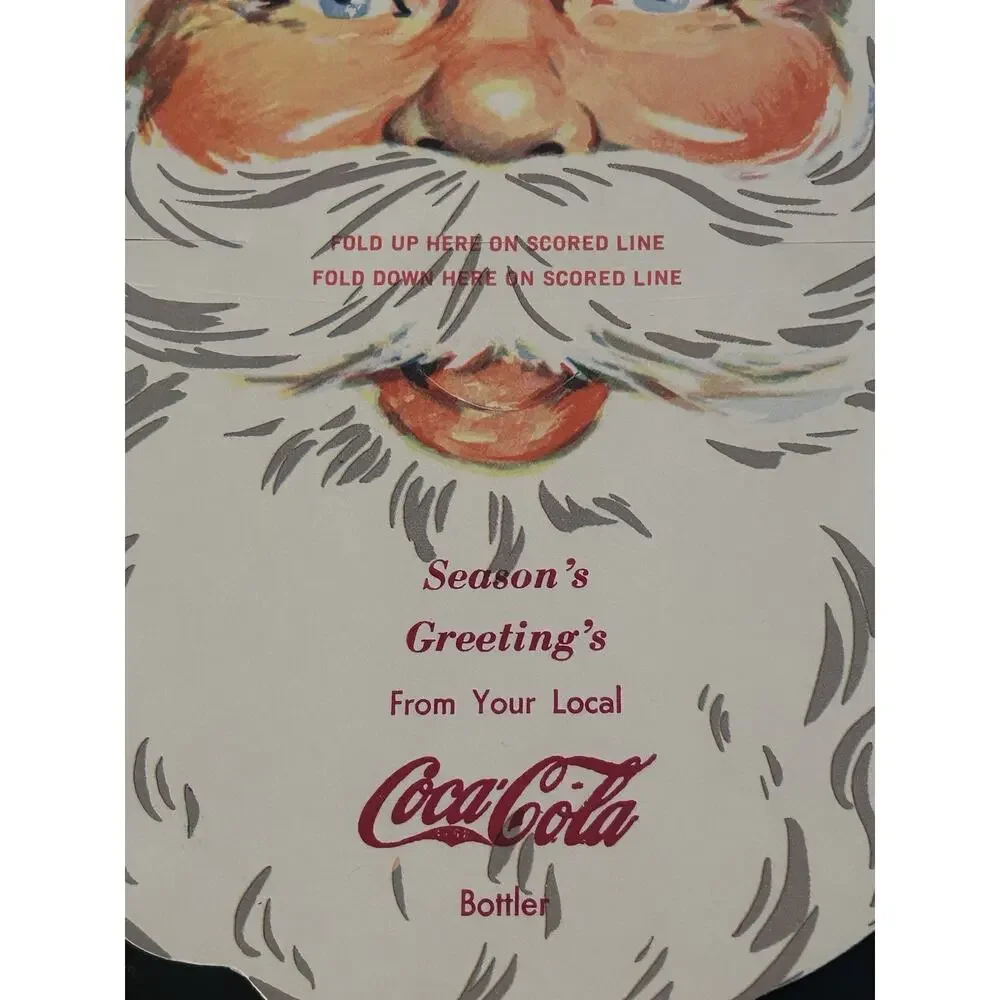 Vintage Coca Cola Santa Face Mask Christmas Advertising Cardboard Paper Mask USA